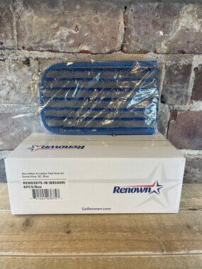 NIB Renown Microfiber Scrubber Pad Strip 18"×5" Floor 6 Pk (RENO3765-IB 881669)